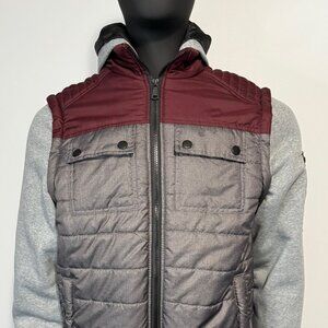 Hard Edge Men's Winter Jacket Flannel Sleeves Hood 2 Side 2 Front Pocket Size XL